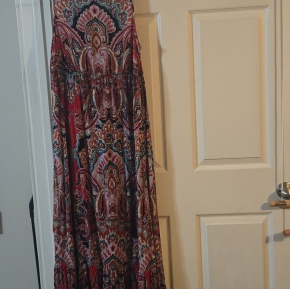 Bila Elegant Paisley Maxi Dress  Size Large Red Blue Pink White - Picture 2 of 7
